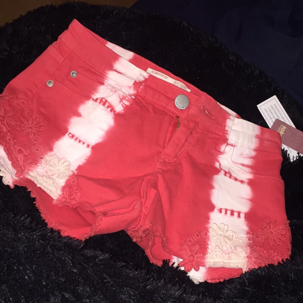 pink and white shorts